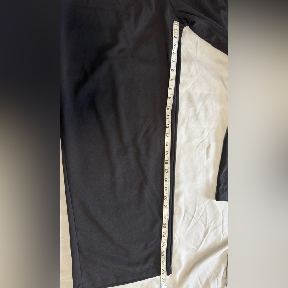 Black Wide Leg Pants Womens High Waisted Belted Trousers Gold Buckle Workwear - Picture 7 of 10